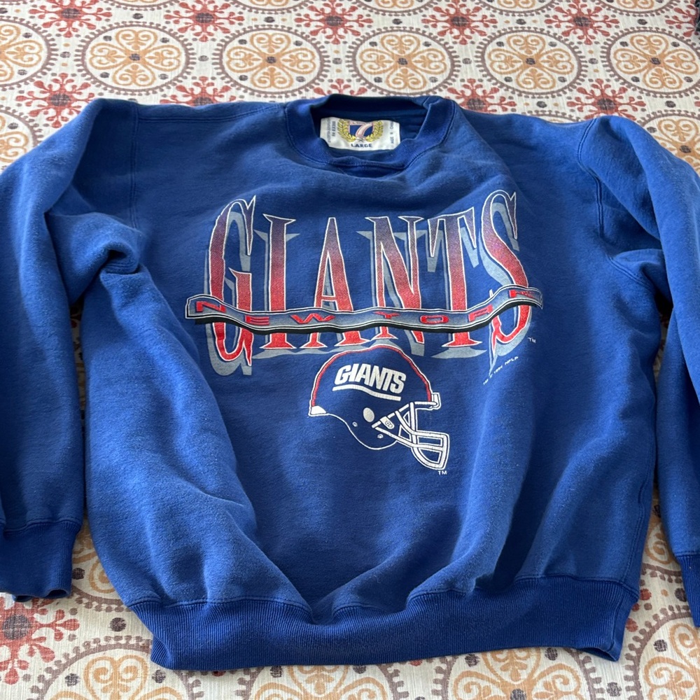 LOGO 7 New York Giants Blue Crewneck 1994 Sweatshirt-L